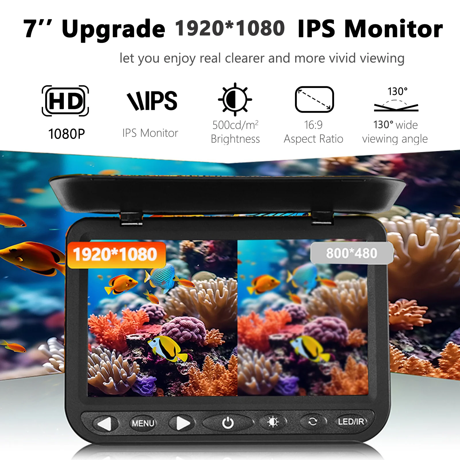 Underwater Fishing Camera Frost-resistant Cold-proof -30℃ Ice Fishing Camera 1080P 7inch Portable Fish Finder fish finder