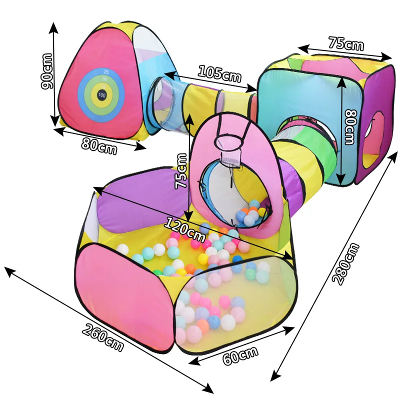 3-5 Pcs Portable Children's Camping Tent Play House Ocean Ball Pool Pop-up Tent Kids Beach Tent Baby Crawling Tunnel Baby Tent 6