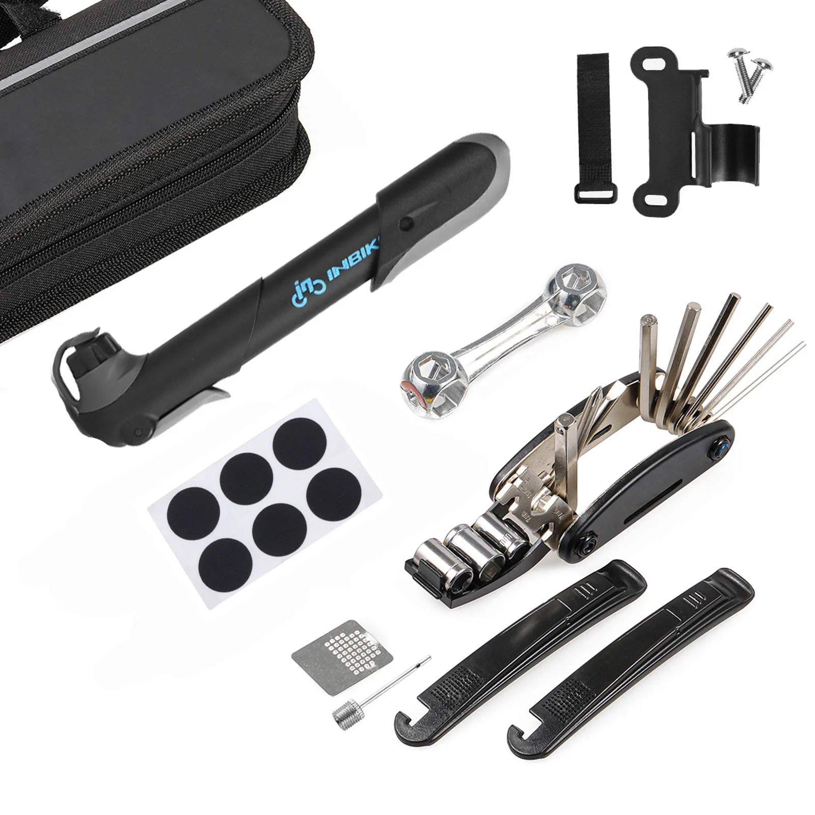 

Набор для ремонта велосипедов, миниатюрный насос и сумка, комплект для ремонта шин 16 в 1, для горных велосипедов