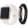 Unisex fashion trend casual personality square LED electronic watch versatile electronic watch with crown bracelet 3