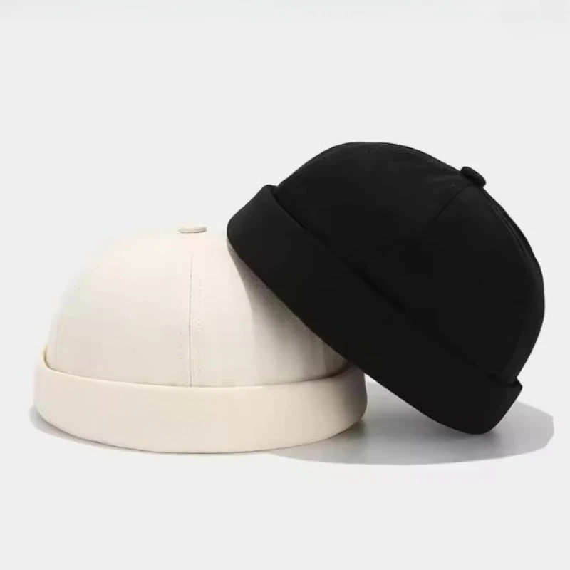 Fashion Brimless Caps Vintage Dome Hat Fashion Beanies Cotton Adjustable Unisex Men Women Hip Hop Hats Versatile Melon Skin Cap