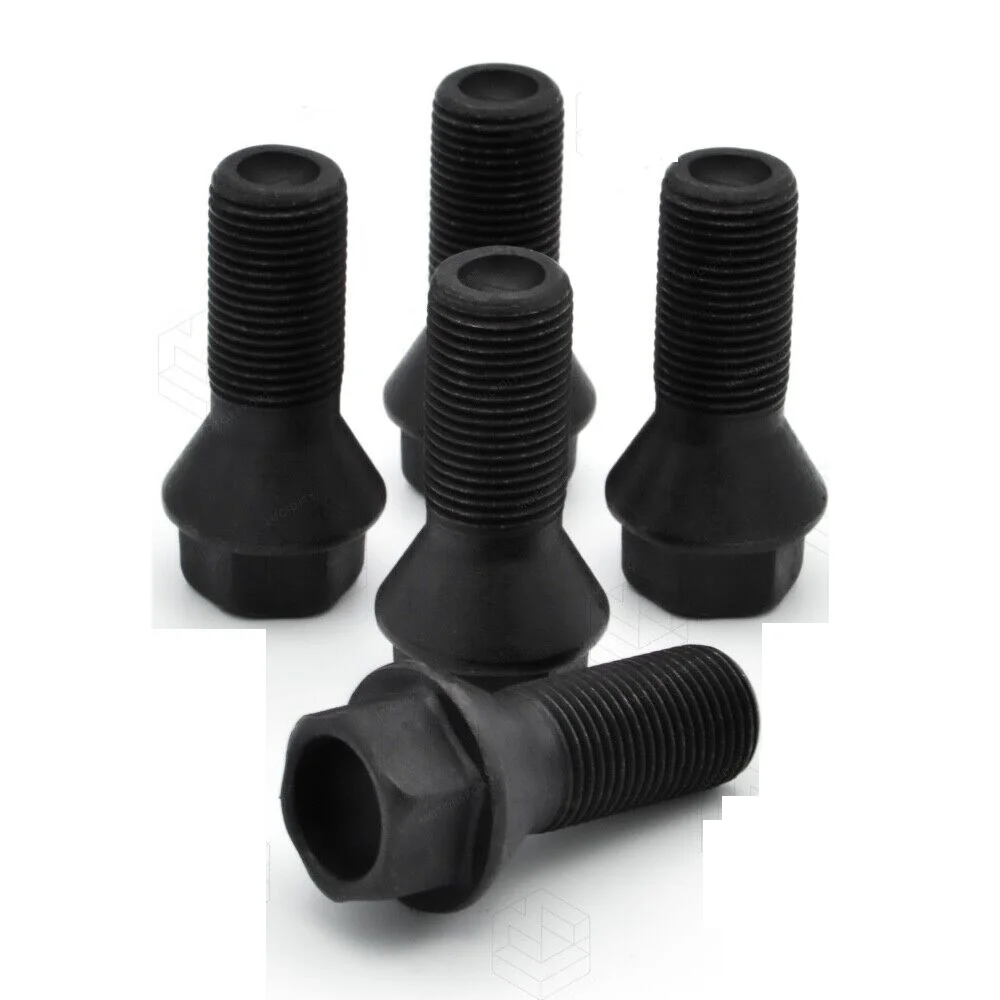 Tuercas Para BMW Serie 1 Juego De 4 Pernos De Rueda M14 X 1.25 Para BMW Serie 1 - 27 Mm De Largo, Acabado Negro, Asiento Cónico, Marca Bimecc Tuercas M14x1.25 27mm