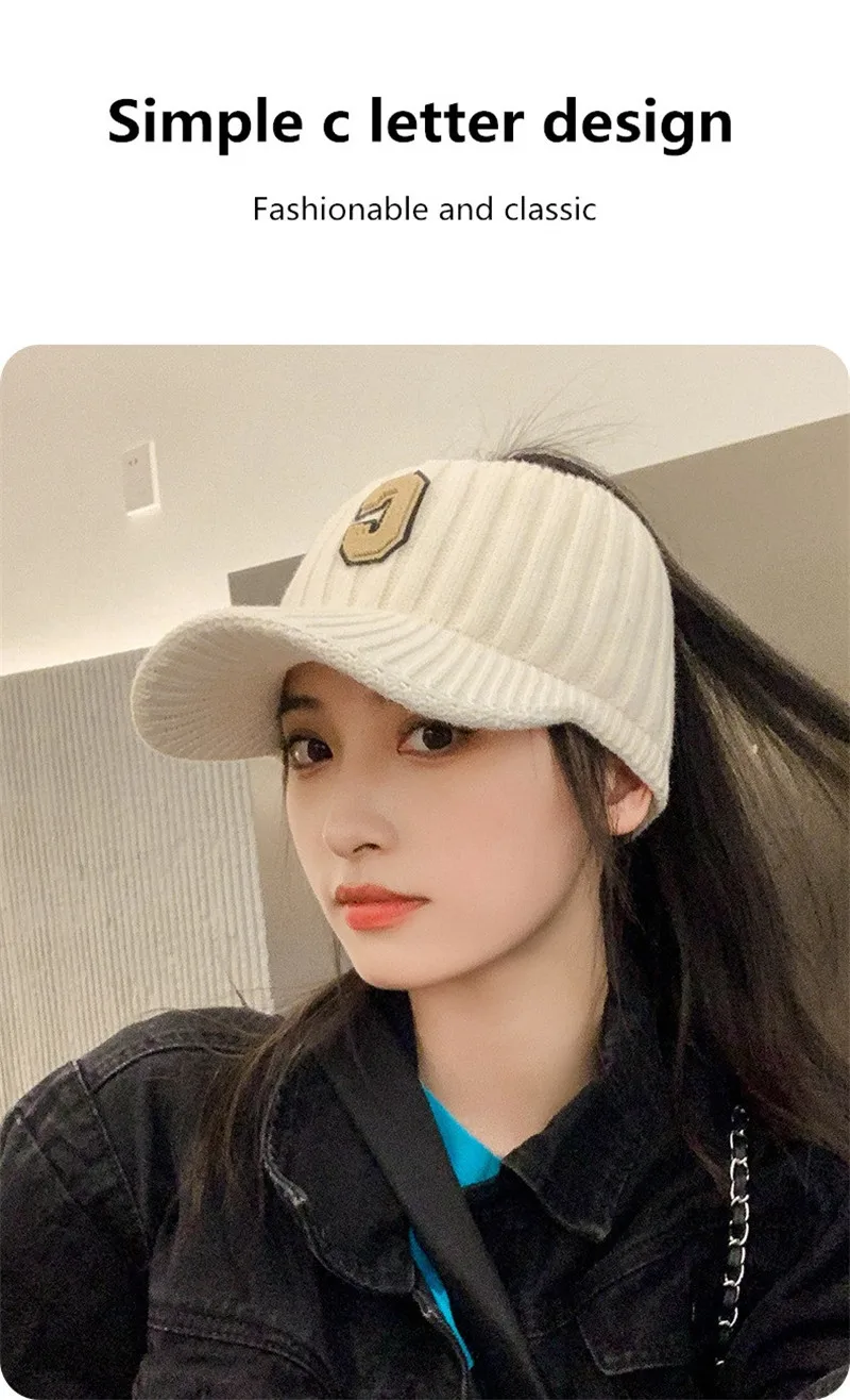 Căciulă de schi casual pentru femei, cu litere C solide, sport, unisex, iarnă caldă, vizor, pălării de agrement, șapcă gorros_voghion.com