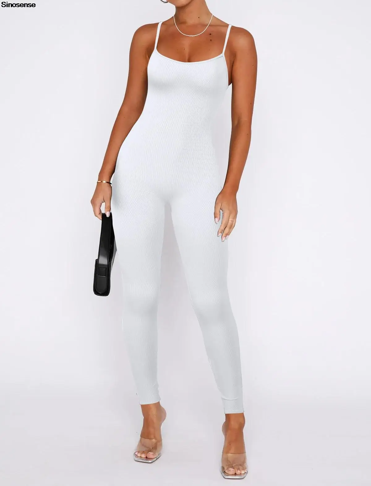 KUT & SO Women's Yoga Bodysuit - Spaghetti Strap Workout Jumpsuit, Stretch Jersey Fabric