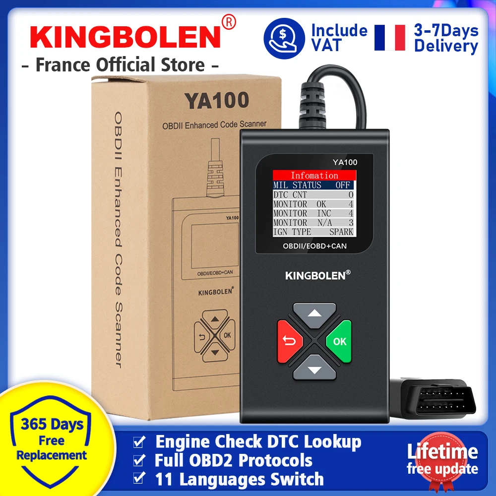 New Full Obd2 Diagnostic Tools Ya100 Car Code Reader Scanner Eobd Check