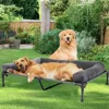 BINGOPAW Outdoor Elevated Dog Bed Cooling Raised Pet Lounger Bed Mesh Cot Sleep Camping Bed with Detachable Plush Bolster 1