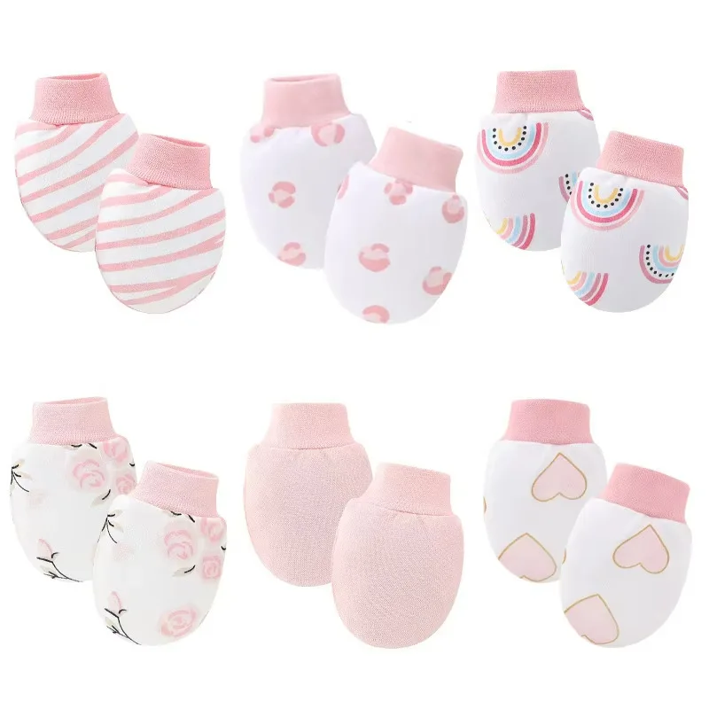 6Pairs Newborn Gloves Winter Kids No-Finger Glove Cute Print Cotton Glove for Boy Girl Babies Anti-Scratch Face Hand Accessories
