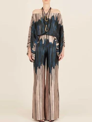 Straight Wide Leg Pants Women Print Two Piece Set Casual Summer Female Loose Pants Outfits Streetwear Long Pants Matching Suit