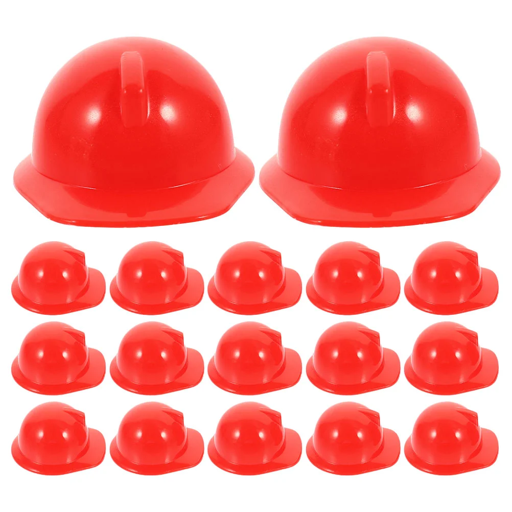 

40 Pcs Toys Mini Construction Hat Pet Bottle Cap Party Plastic Safety Bird