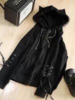 Vintage Kawaii Long Sleeve Loose Coat with Hooded Women Japanese Cute Zipper Sweatshirts Female Casual Y2k Jacket Overcoat Chic - Image 6