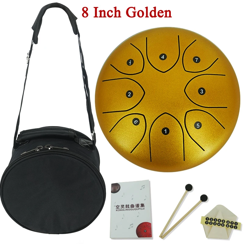 6 Inch 8 Inch Tongue Drum 8 Tune Steel Hand Pan Drum Tank Drums With