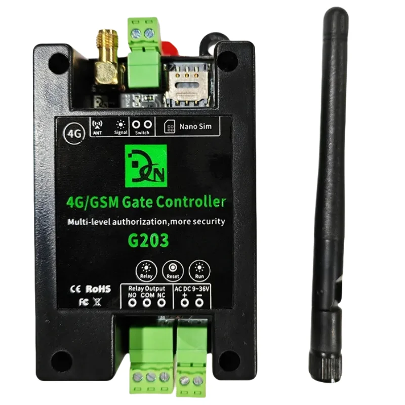 G203 2G/4G 무선 GSM SMS 원격 제어기 1채널 스위치 1 릴레이 출력 게이트 오프너 배리어 셔터 차고 문 오프너용