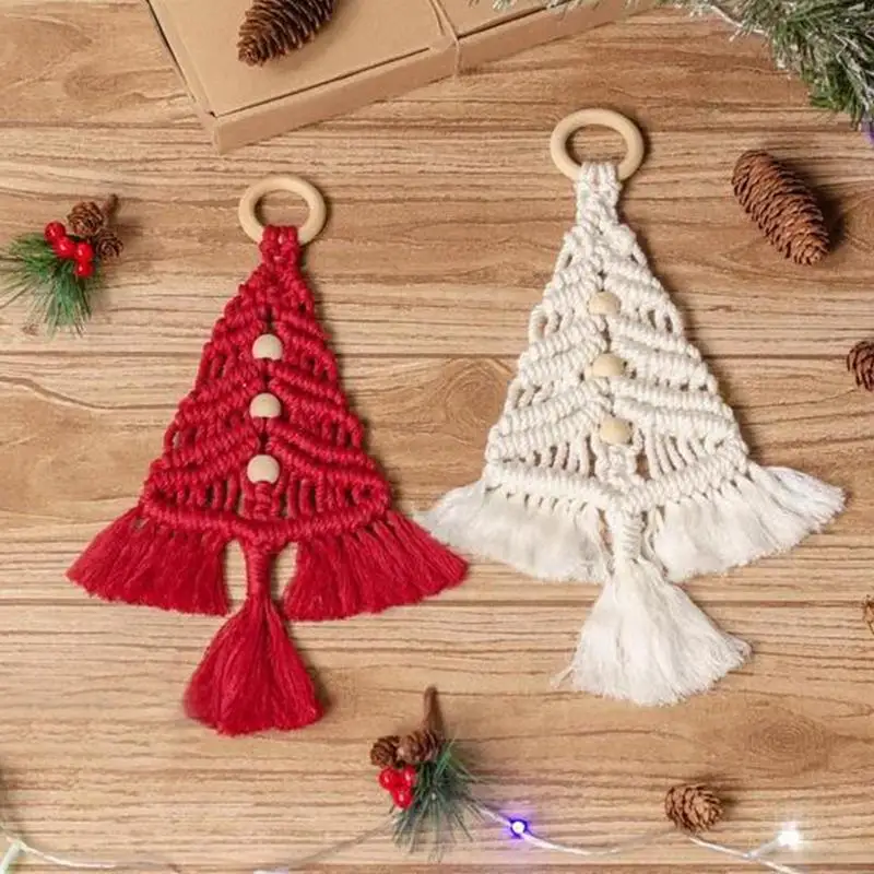 Macrame kit 3pcs Christmas Tree Macrame Kit Handmade Cotton Rope Twisted String DIY Material Cotton Thread