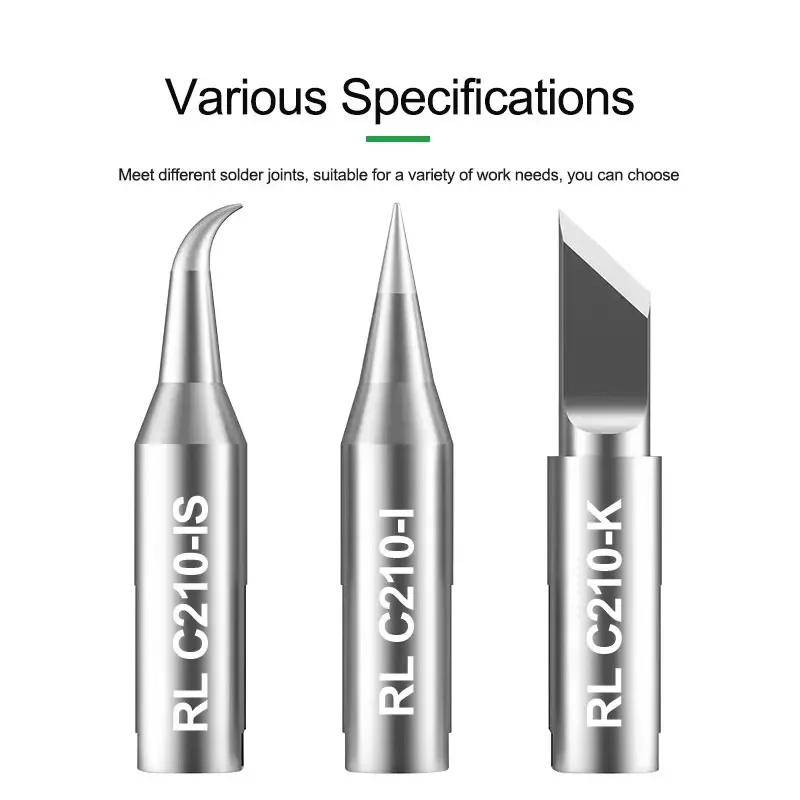 

RELIFE RL-C210 T210/K/I/IS Universal C210 Soldering Iron Tip Repair Replacement Head for Soldering Station Welding Tip JBC