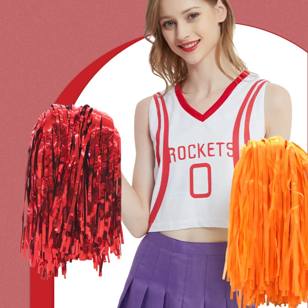 Matte Cheerleading Pom Poms Various Festive Occasions Sports Meets Cheerleading Cheering Ball Competition Venues PP Flat Handle For Cheerleading