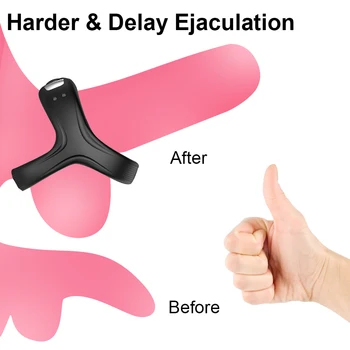 Male Penis Ring Vibrator Triangle Vibrating Cock Ring Delay Ejaculation Magnetic Charging Sex Toy For Men Penis Ring Masturbator 3