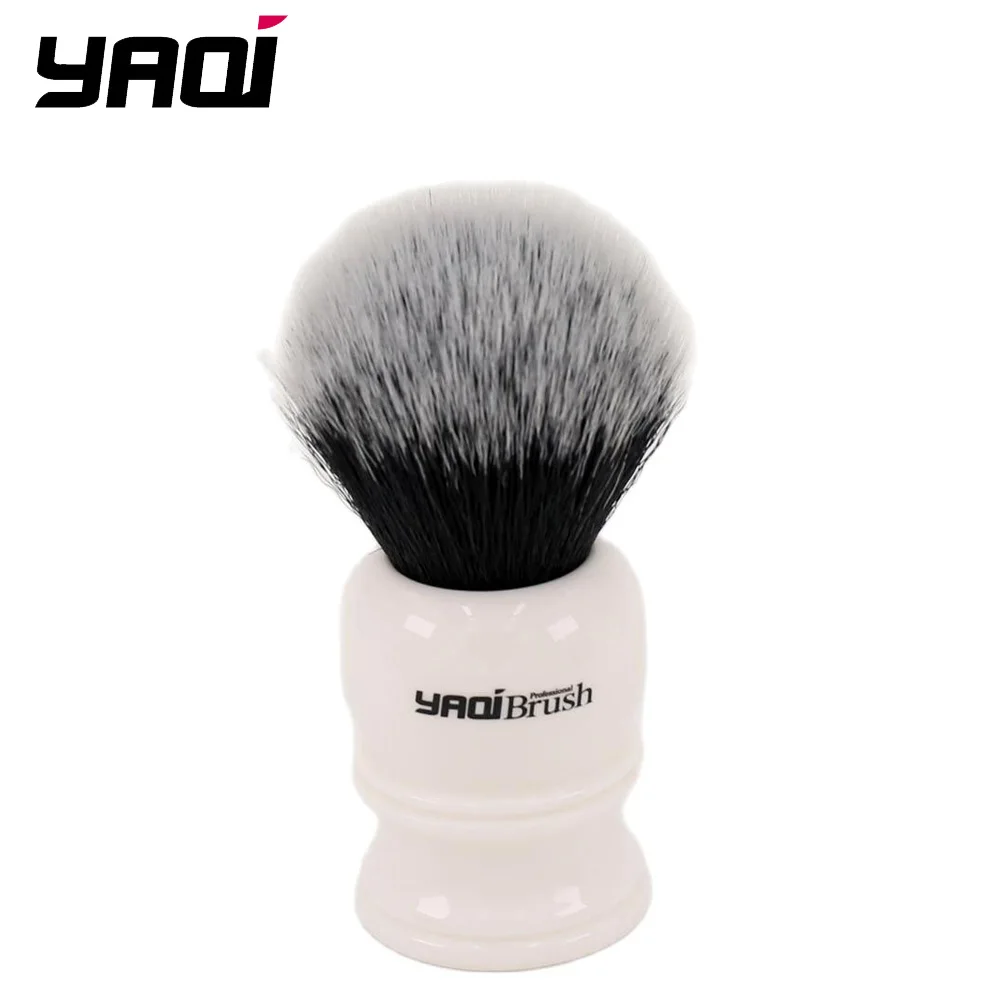 Yaqi 30mm Large Size Knot White Resin Handle Synthetic Hair Tuxedo Knot Men Shaving Brush