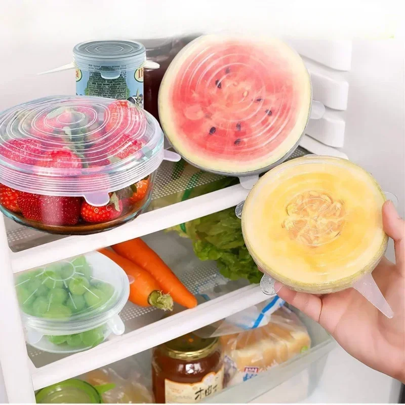 Silicone Elastic Food Cover Adjustable Reusable Food Packaging Lid Storage Airtight Packaging Kitchen Accessories