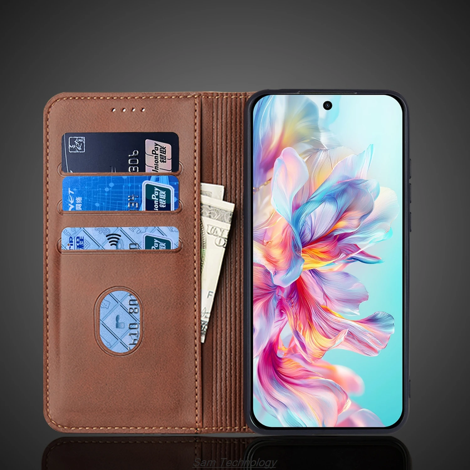 Magnetic Attraction Leather Wallet Flip Cover Case