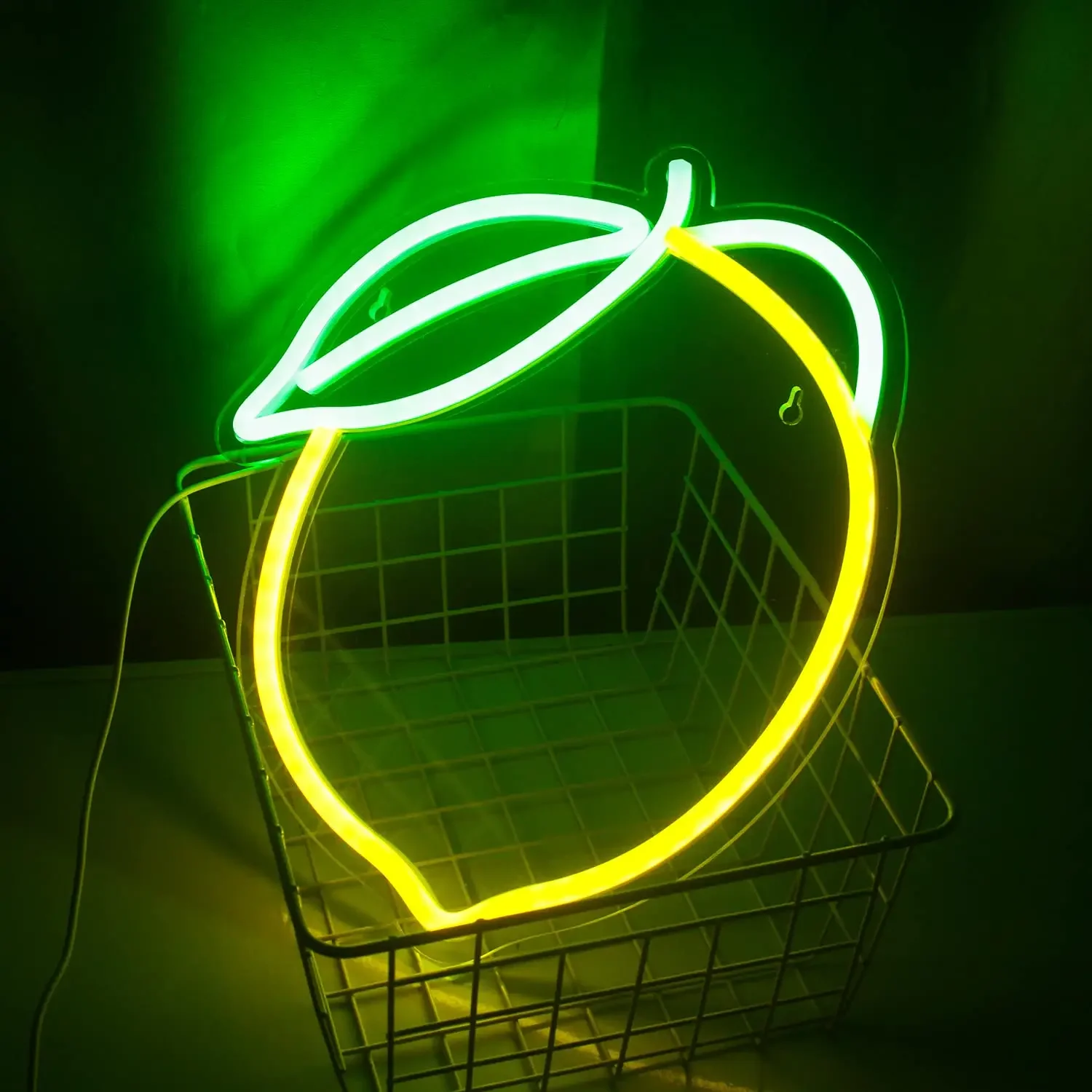 Lemon Neon Sign Fruit Neon Light for Bedroom Wall Lights USB Powered Switch Apartment Shop Kids' Room Bedroom Shop Decor