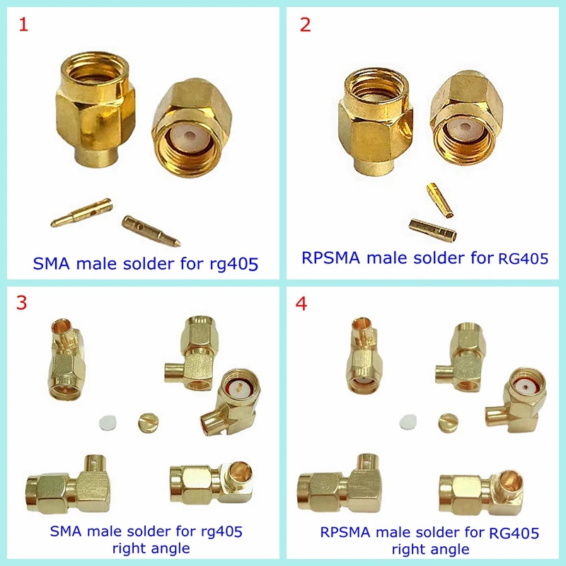 Cabo Sma Conector Macho rf Rp-sma Masculino Jack Plug 90 Centro de Graus de Ângulo Direito de Solda Semi-rígido para Rg405 Latão 10 Peças Lote Rg405