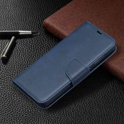 Luxurious Sheepskin Flip PU Leather Phone Case - Samsung A14 (Blue)