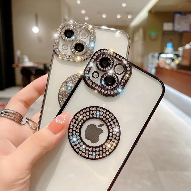 Electroplating Jewelled CD Pattern Phone Case For iPhone 13 12 11 Pro Max X XR XS Max Shockproof Hollow Soft TPU Back Cover lifeproof case iphone 11