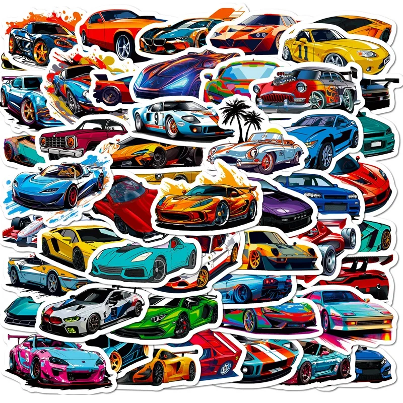 

50PCS Reckless Racing PVC Sticker Aesthetic Korean Stationery Hand Accounting Tools Decoration Scrapbooking Supplies for Kids