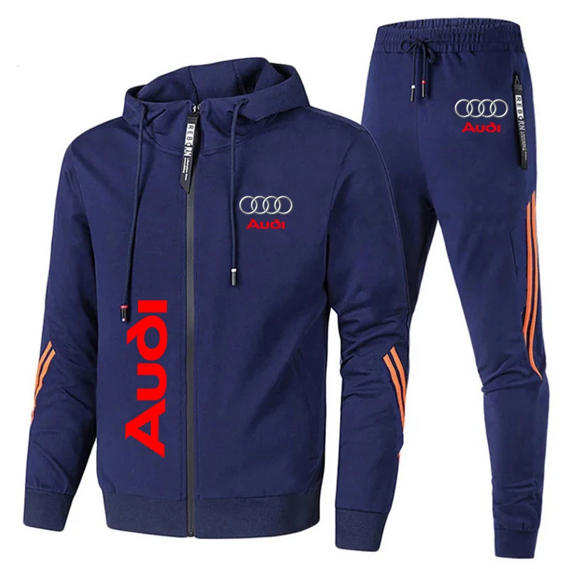 Men's Tracksuit Audi Logo Print 2 Piece Suit motorcycle clothing