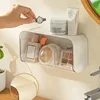 Wall-mounted Compartment Cosmetic Storage Box, Cosmetics Makeup Remover Cotton Swab Pad Storage Box, Bathroom Finishing Box 5