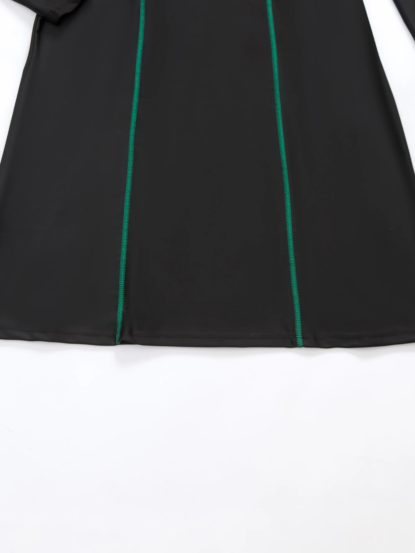 Quick-dry modest swimwear set displayed with tropical background