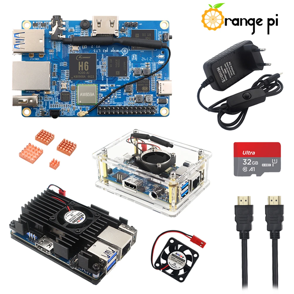 Orange Pi 3 LTS 2GB LPDDR3 Allwinner H6 64 bit 8GB EMMC con HDMI+WiFi