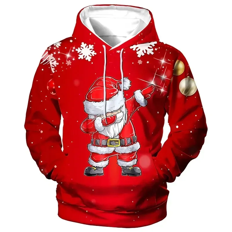 2023 Men's Christmas Funny Hoodie Santa Claus Printed Sweatshirt Autumn Designer Long Sleeve Oversized Fashion Hoodie  Men