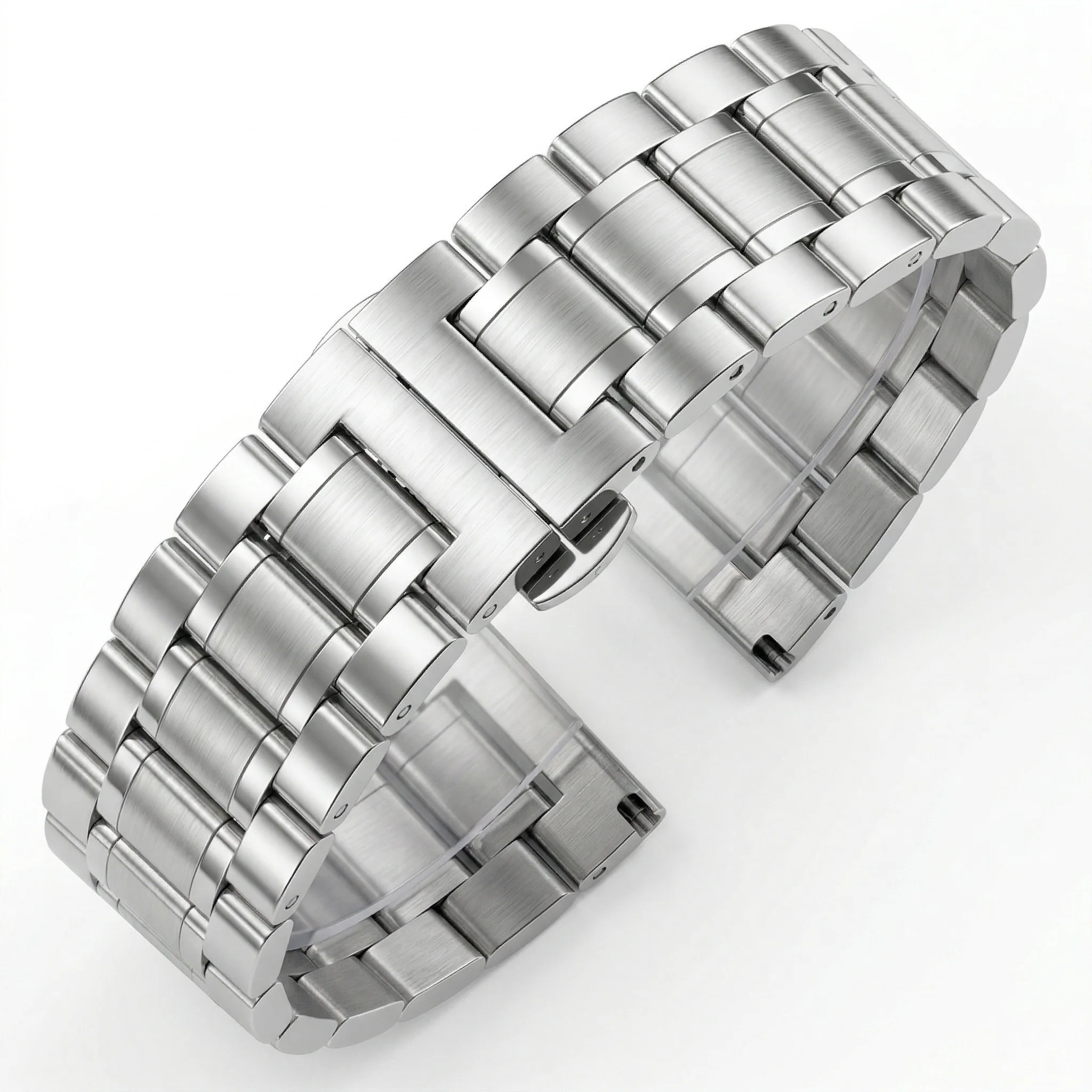 Premium Solid Stainless Steel Watch Band with Butterfly Clasp