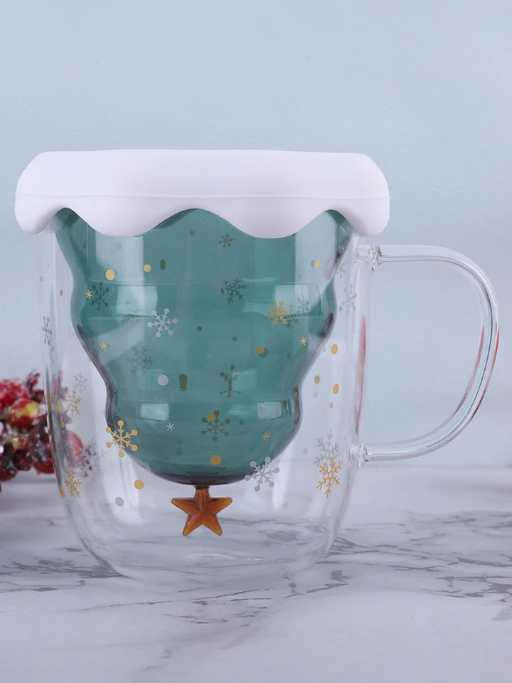 Christmas Tree Bear Mugs with Handle Set