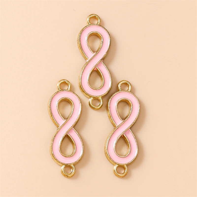 20 Stück 10 x 27 mm niedliche bunte Emaille-Infinity-Symbol-Anhänger-Verbinder für die Schmuckherstellung, Armbänder, Halsketten, DIY-Bastelbedarf – Detail 8
