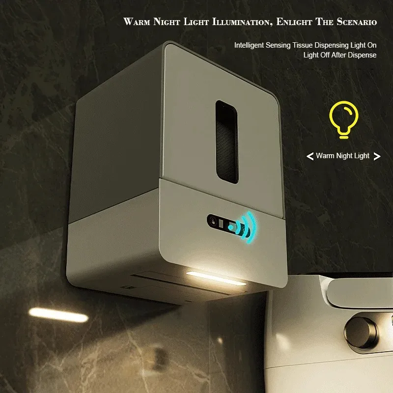 Toilet Paper Holder Tissue Box Tissue Dispenser Induction Toilet Paper Holder Automatic Wall Mounted Paper Roll Up Bathroom Accessories