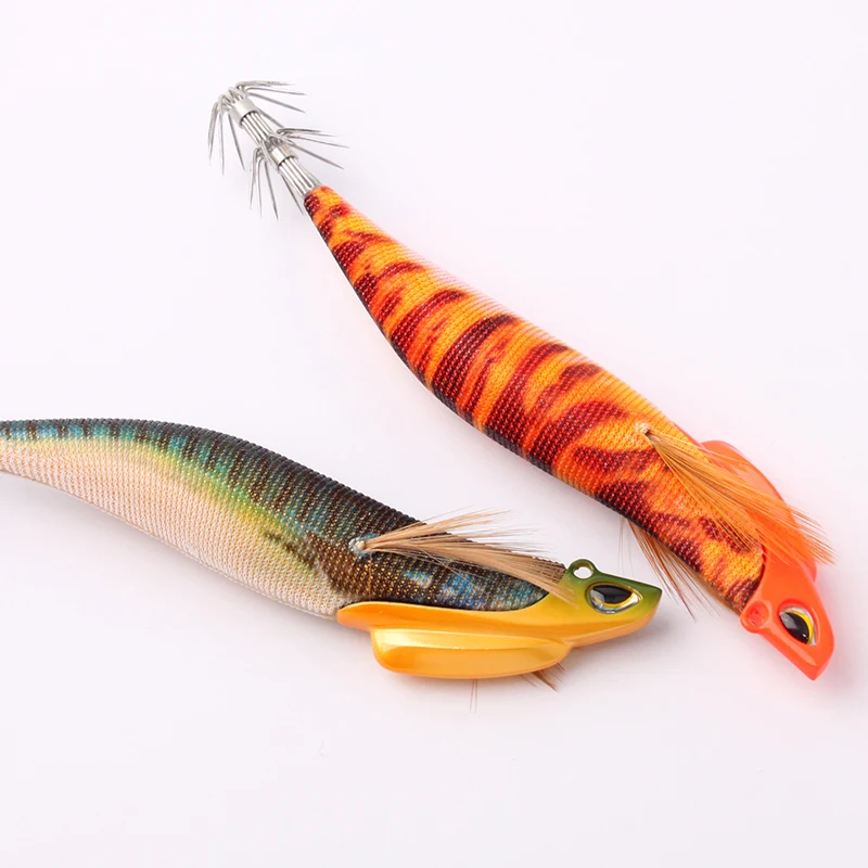 Kawa 1pc 30g 130mm Wood Shrimp Squid Lure Fishing Squid Hook Eging Fishing Artificial Baits For Fishing Squid Octopus Culterfis