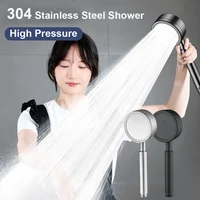 Black Silver 304 Stainless Steel Shower Head High Pressure Handheld Sprayer Fall Resistant Showerhead Bathroom Accessories