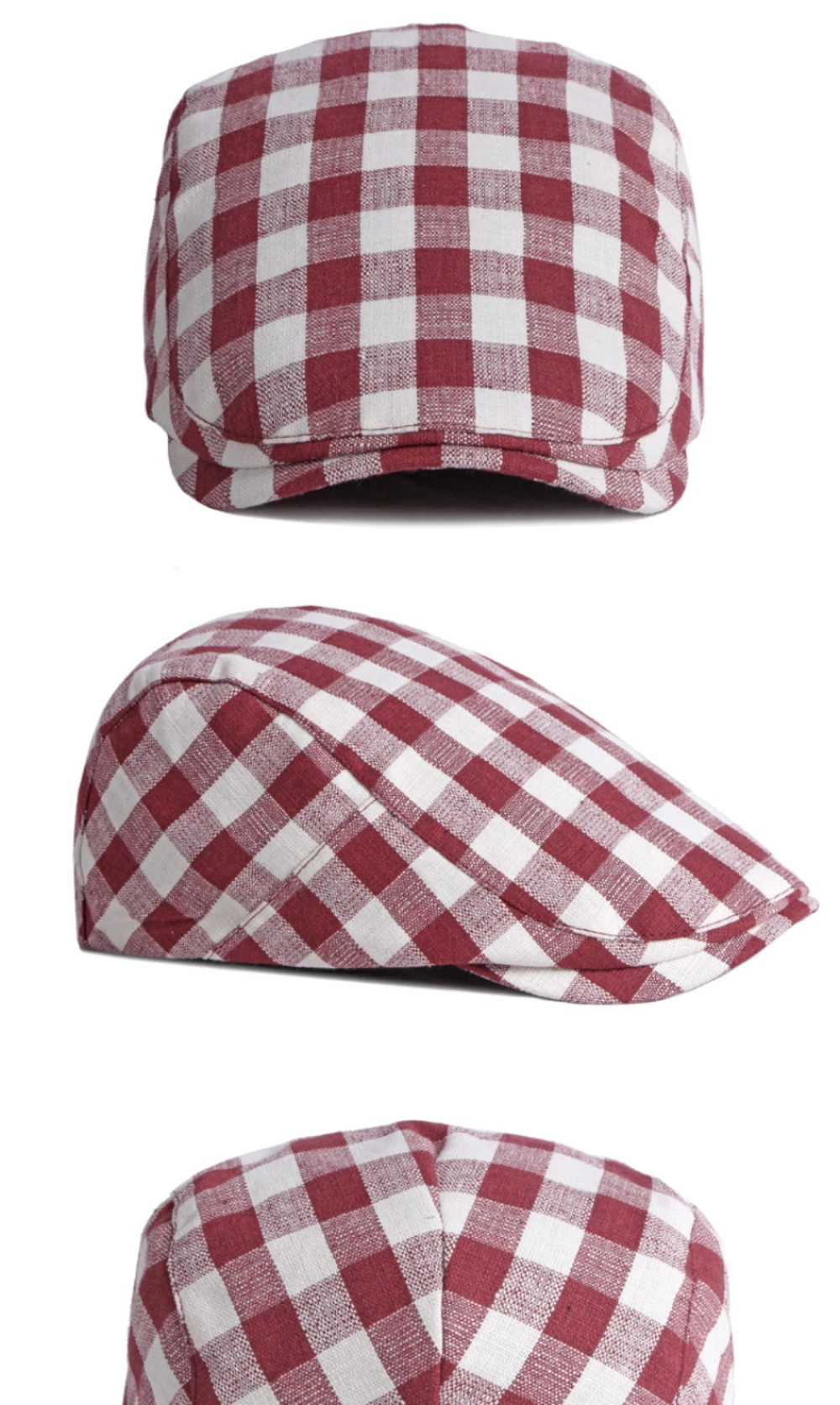 HT3664 Baskenmützen für Herren und Damen – Frühling/Sommer Sonnenhut, Künstler- und Malermütze, karierte Baskenmütze, flache Ivy-Kappe, verstellbare Baskenmützen – Detail 4