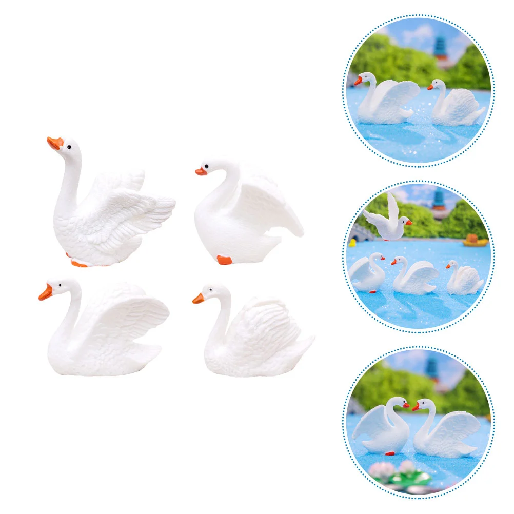 

12 Pcs Micro Landscape White Swan Garden Ornament Resin Statue Succulents Delicate Decor
