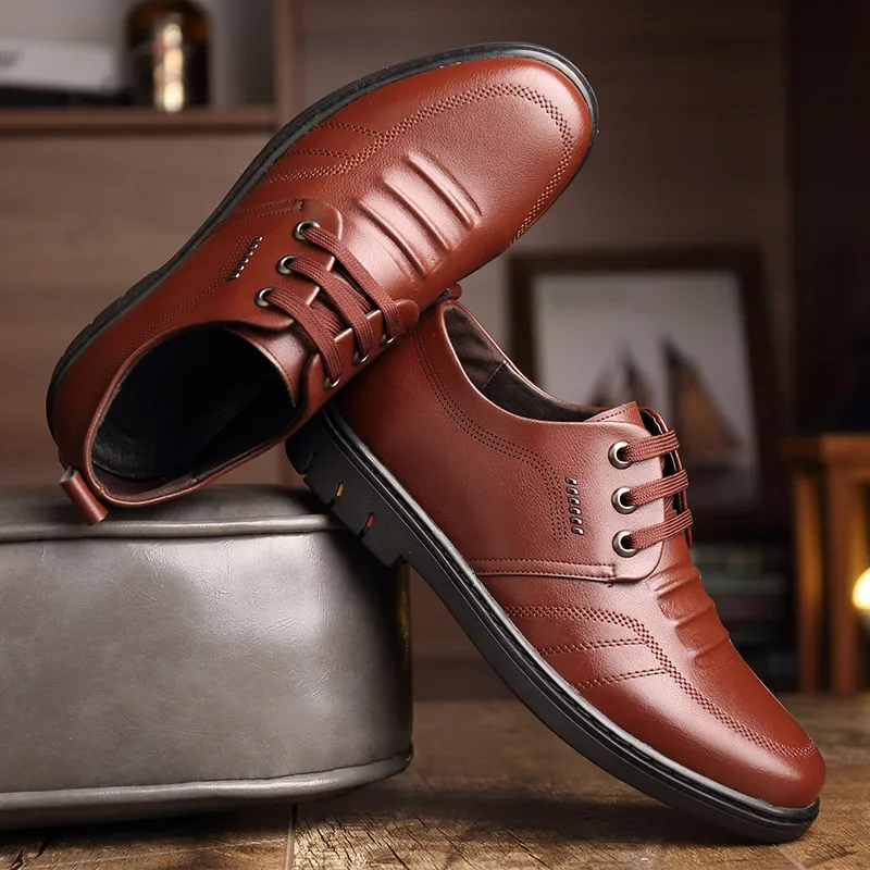 Leather Shoes Men's New Business Formal Shoes for Men Autumn Breathable Men's British Korean Pointed Toe Wedding Groomsmen Shoes 4