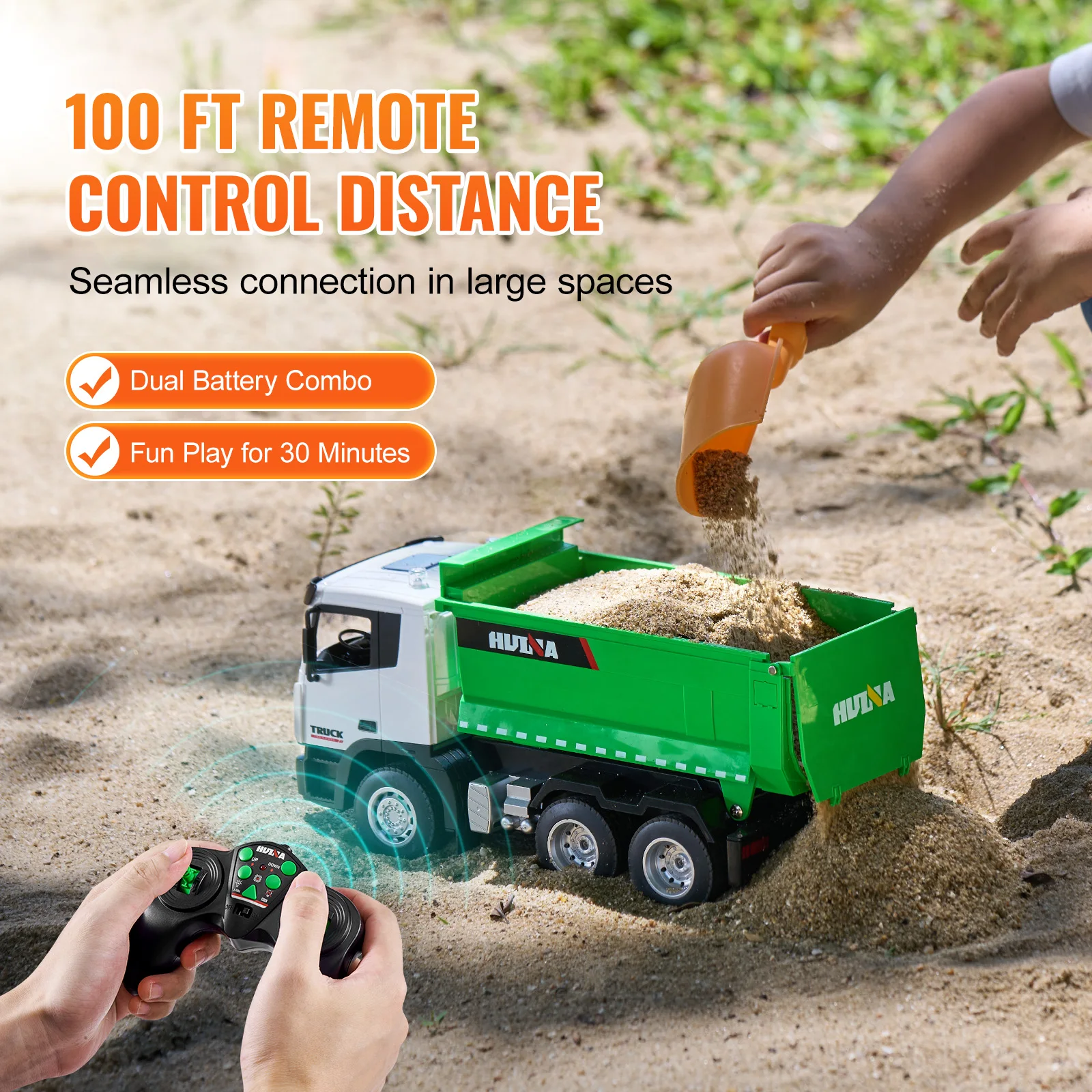 VEVOR RC Dump Truck 9-Channel Remote Model Car Toys Bulldozer Engineering Vehicle for Toddlers Kids Christmas Birthday Gifts 5