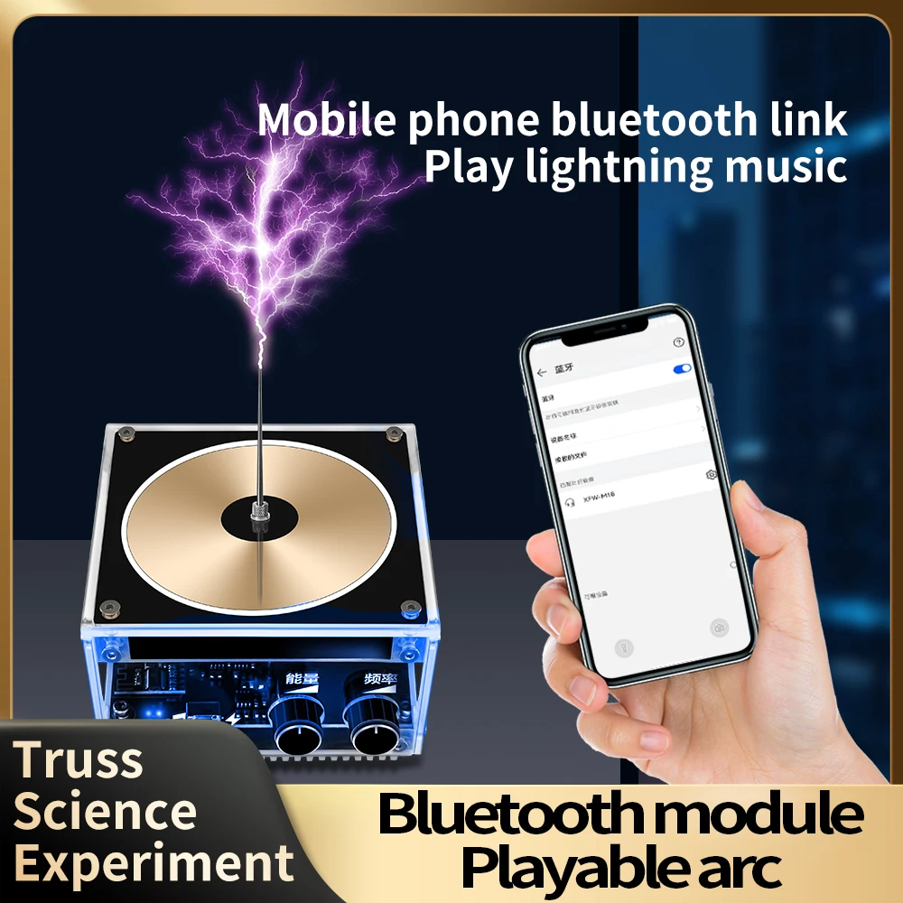 Newest SSTC Solid State Tesla Coil Flat-panel Bluetooth Music Tesla Coil High Frequency and High Voltage Pulse Test Apparatus