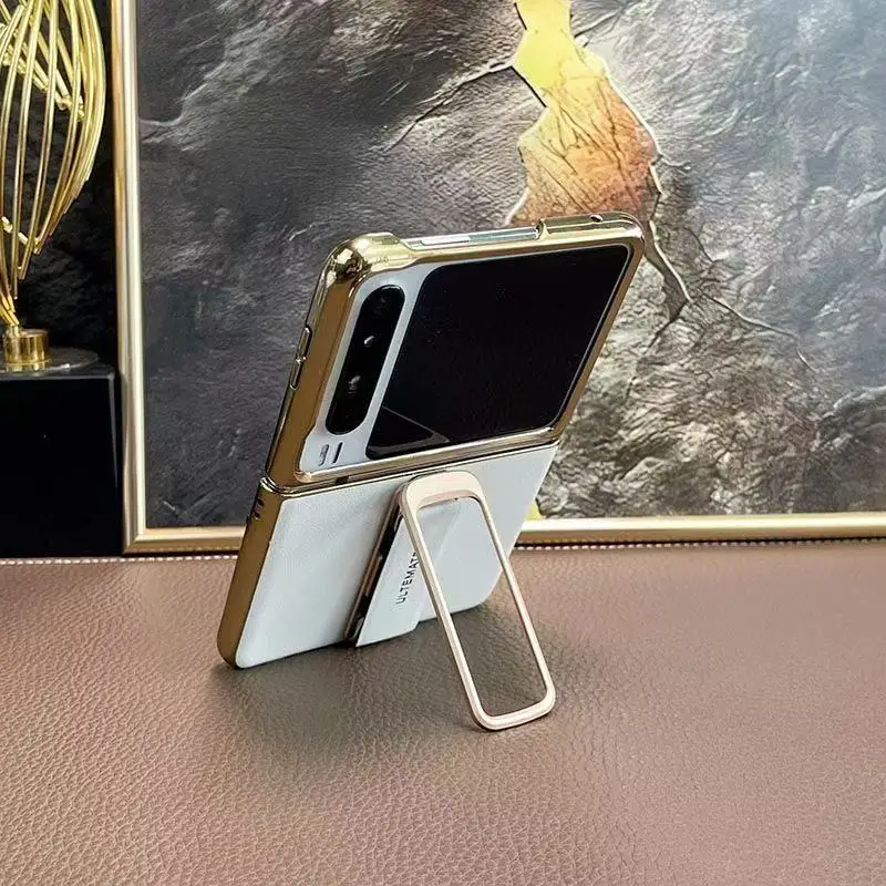 Luxurious Genuine Leather Case with Wrist Strap & Rotating Bracket