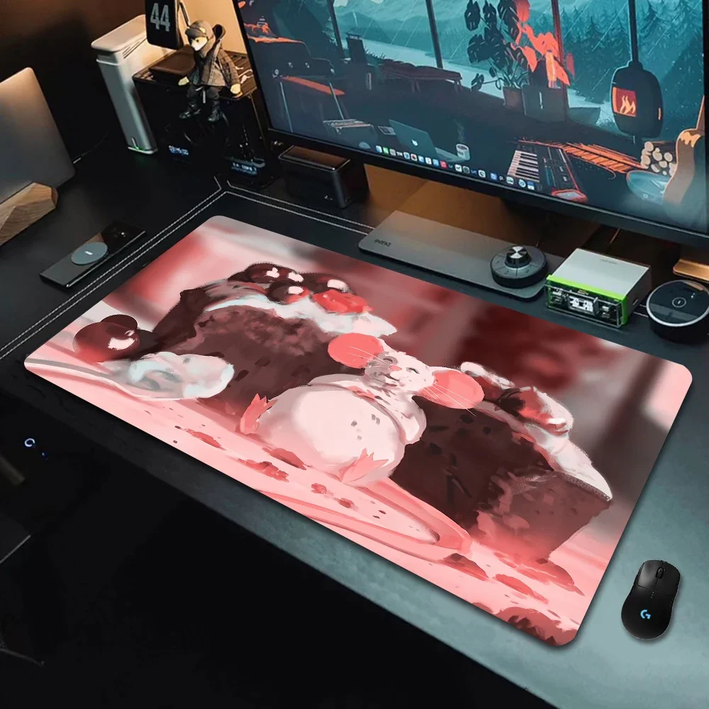 

Anime Mouse Pad Fearless Demon Commercial Office Computer Kawaii Black Cat Rubber Waterproof Large Size Keyboard Desk Mat
