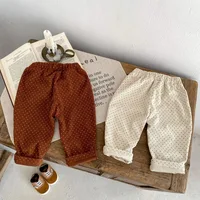 New Spring and Autumn Baby Children Boys and Girls Fashion Dot Print Corduroy Loose Relaxed Pants DGUKYM 1