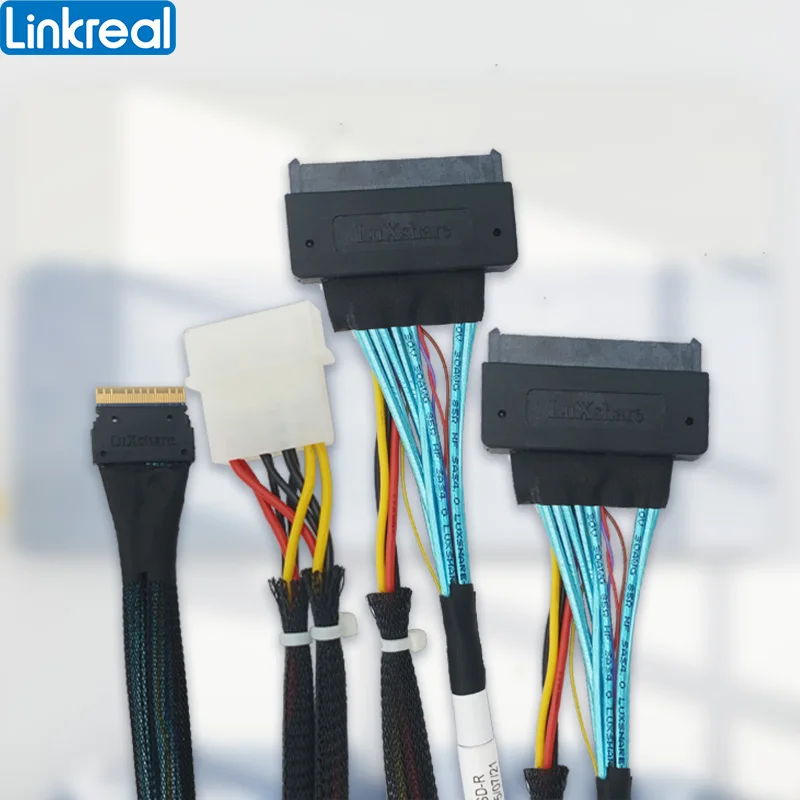 Linkreal Pcie 4.0 Slimsas 8i Sff8654 a Dois U.2 Sff9639 Cabo - Imagem 4