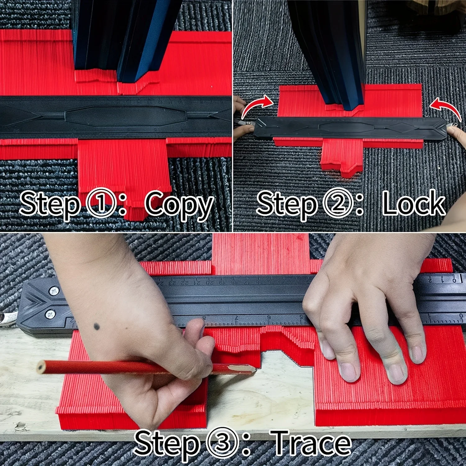 Shape Contour Gauge Duplicator Profile Measuring Angle Ruler Thickness Gauge Contour Template Copy Duplicator Woodworking Tools 2