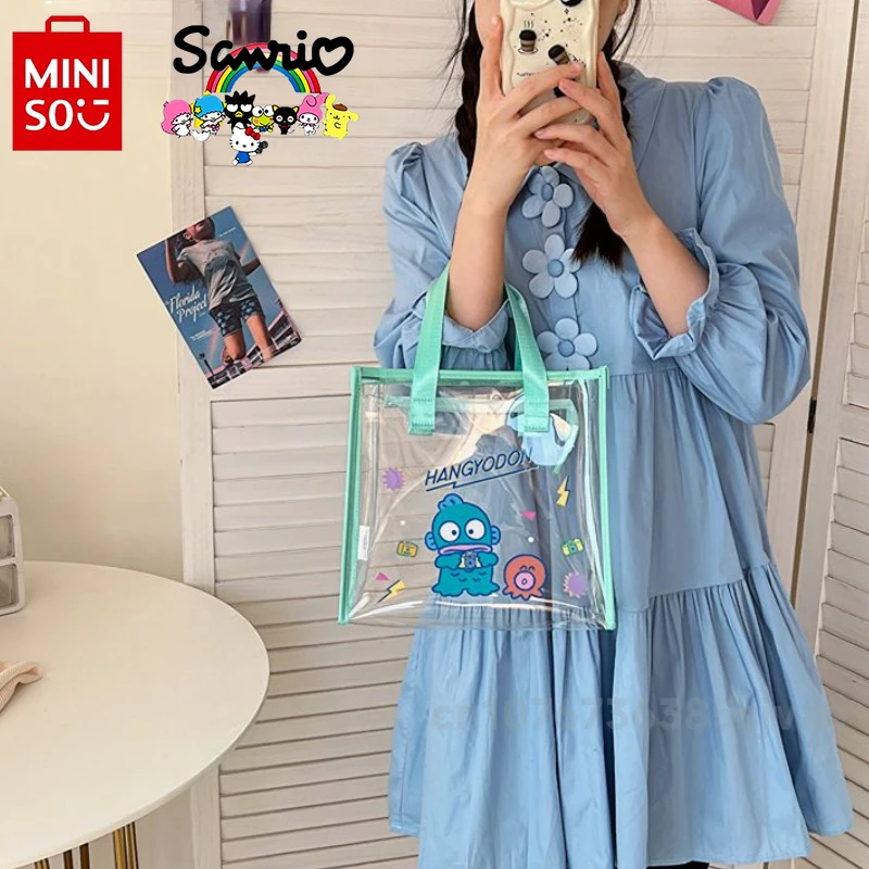 Miniso Sanrio 2024 New Women's Handbag Fashionable High Quality Transparent Shoulder Bag Cartoon Large Capacity Shopping Bag